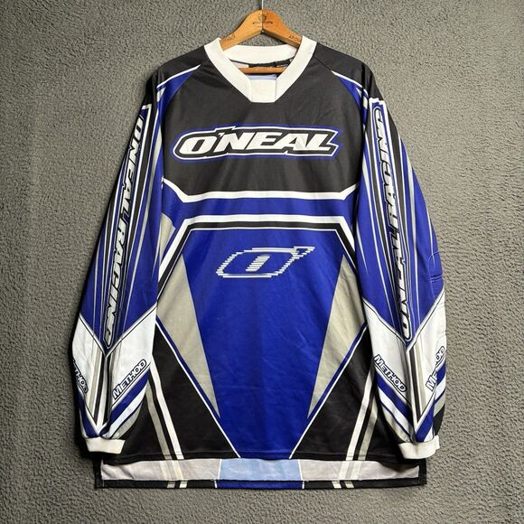 90s O'Neal Racing Method Motocross Jersey Black Blue Mens Size XL Vintage